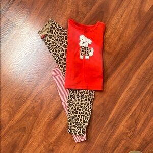 Red and Leopard Print Kids Pajamas